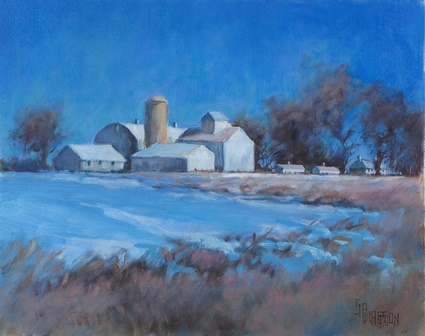 Original Oil Painting December's Farm