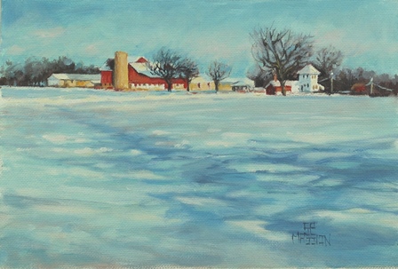 Original Oil Painting February's Farm
