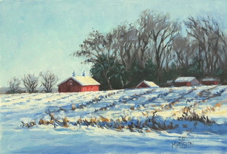 Original Oil Painting January's Farm