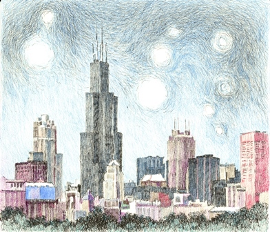 Starry Night Over Chicago - Willis/Sears Tower